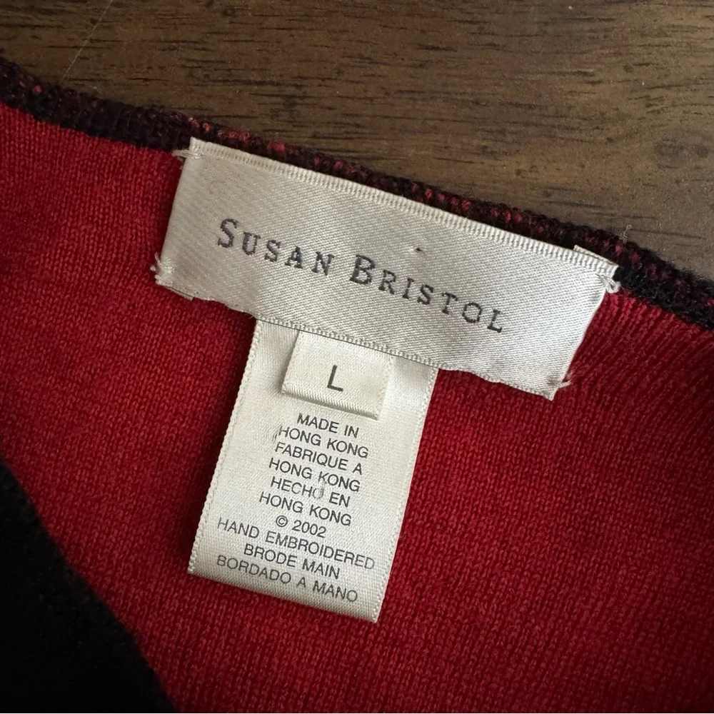 Susan Bristol Wool Hand Embroidered Floral Sweater Cardigan Cottagecore